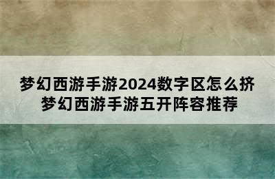 梦幻西游手游2024数字区怎么挤 梦幻西游手游五开阵容推荐